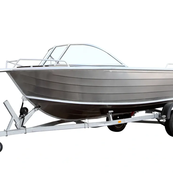 Aluminum fishing boat on a galvanized trailer